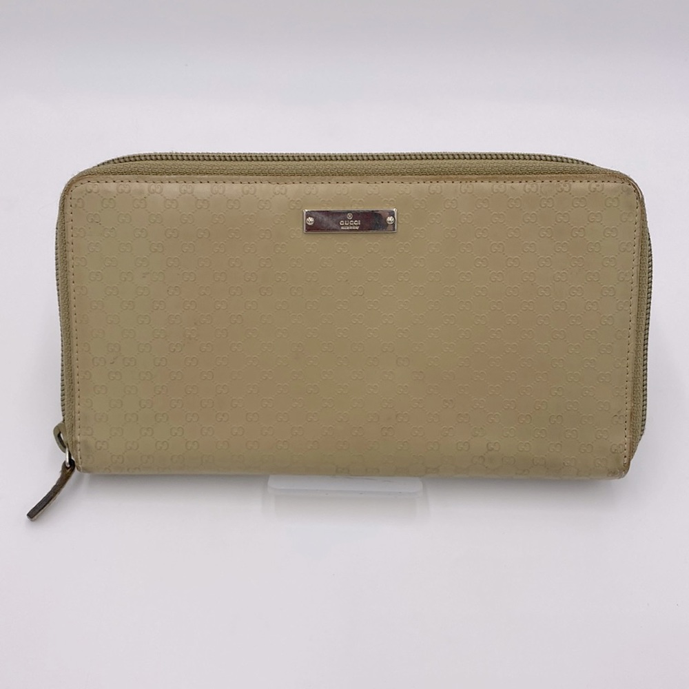 💯 AUTH. Gucci tan leather zippy wallet